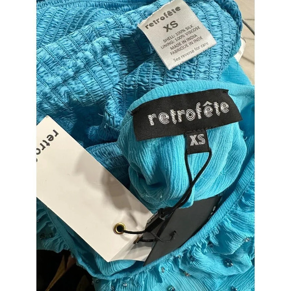 Retrofete Lennon Crystal Mini Dress in Blue Atoll XSmall New Cocktail Womens - Picture 11 of 16